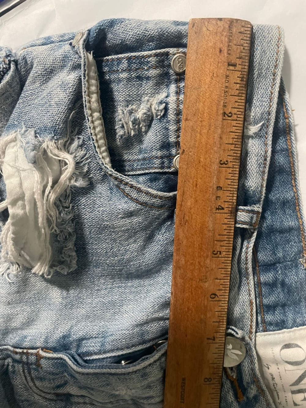 One teaspoon Distressed Denim Shorts for Women button front - Picture 6 of 7